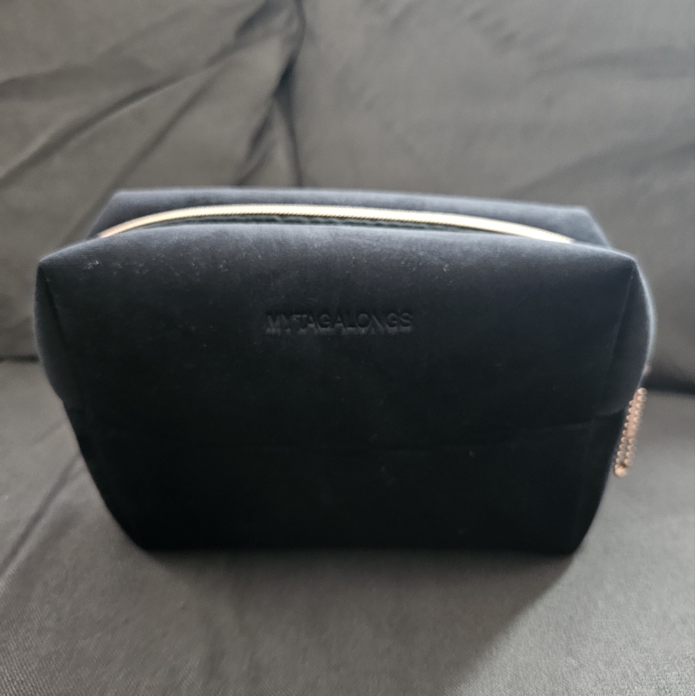 MYTAGALONGS Velour Cosmetic Bag with Rose Gold Zipper